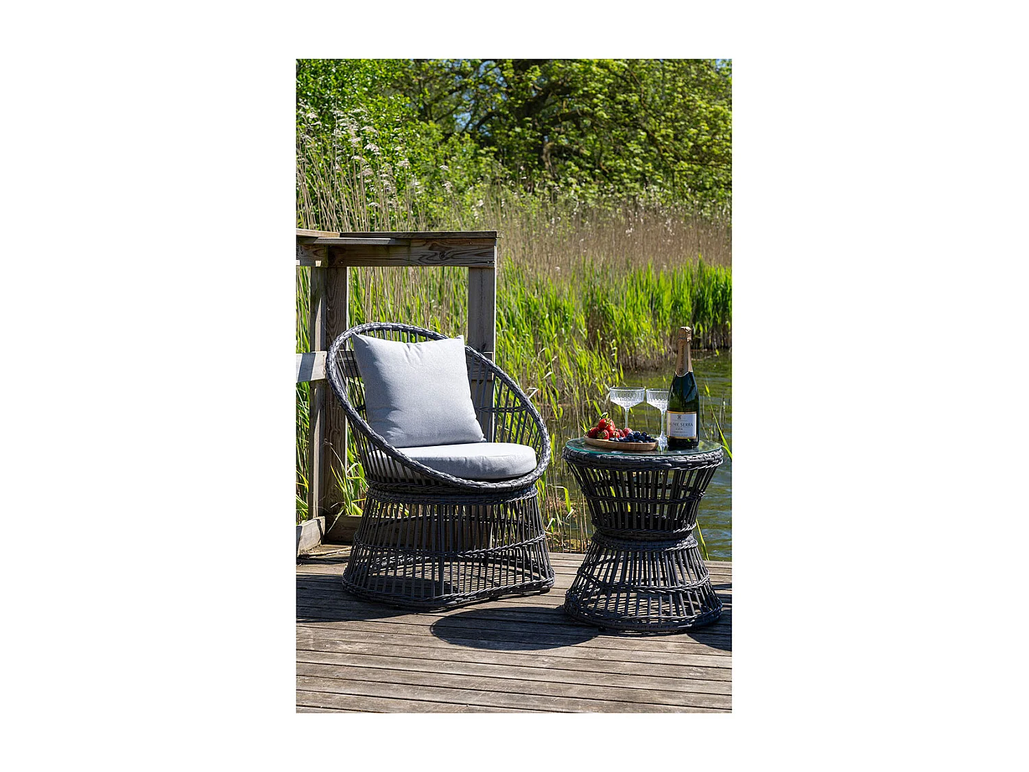 Natal loungeset incl. kussen buitenshuis rotan,grijs.