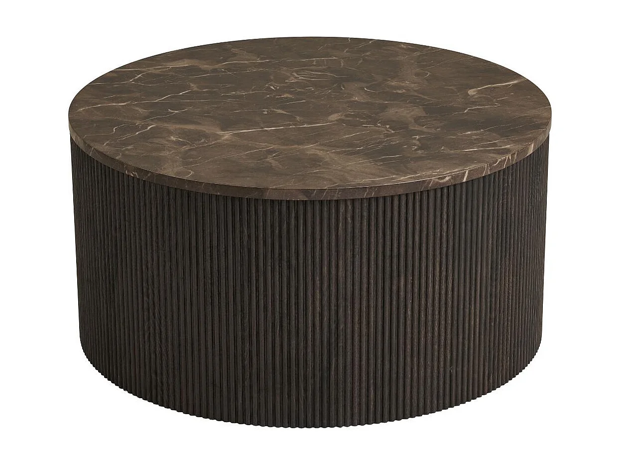 Ida Couchtisch Ø80cm Marmor Dekor braun.