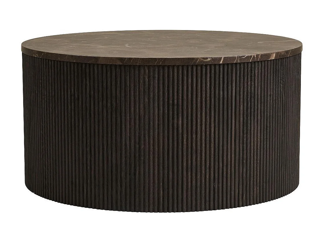 Ida Couchtisch Ø80cm Marmor Dekor braun.