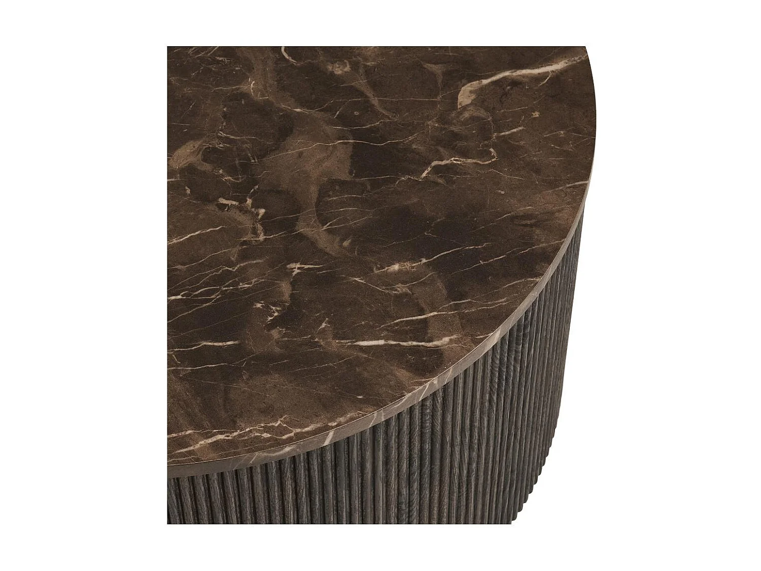 Ida Couchtisch Ø80cm Marmor Dekor braun.
