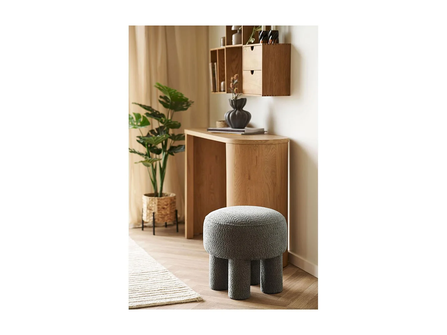 Frida pouf Ø43 cm gris anthracite.