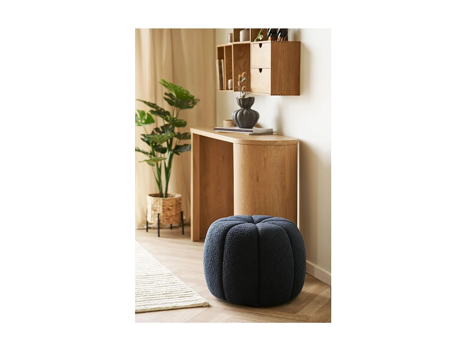 Fina pouf Ø48 cm bleu.