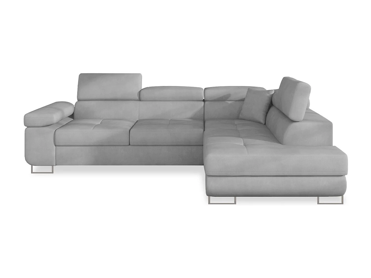 Canapé d'angle droit convertible Marius velours Gris