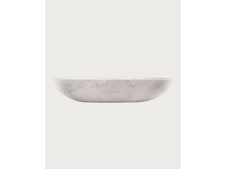 Nacre - Vasque  à poser ovale en marbre couleur crème