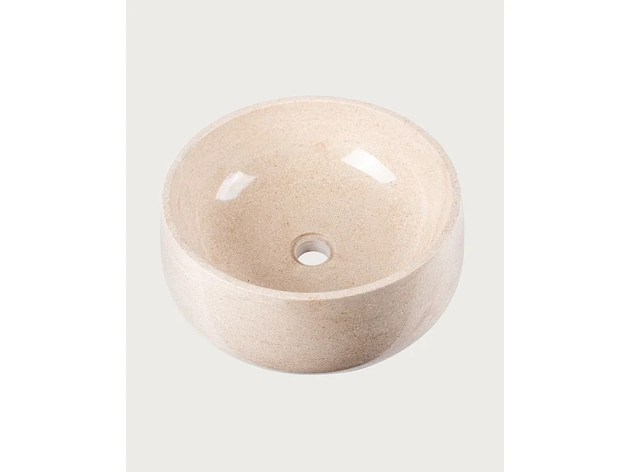 Sable - Vasque ronde à poser en marbre beige