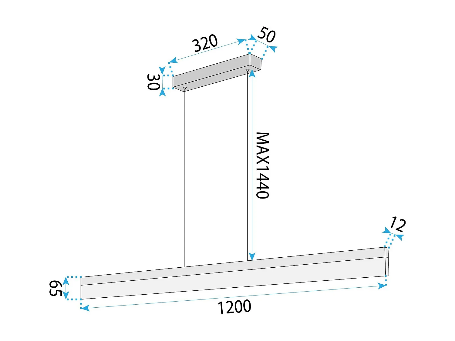 Toolight APP1694-CP hængelampe børstet guld 120X1,2X150CM