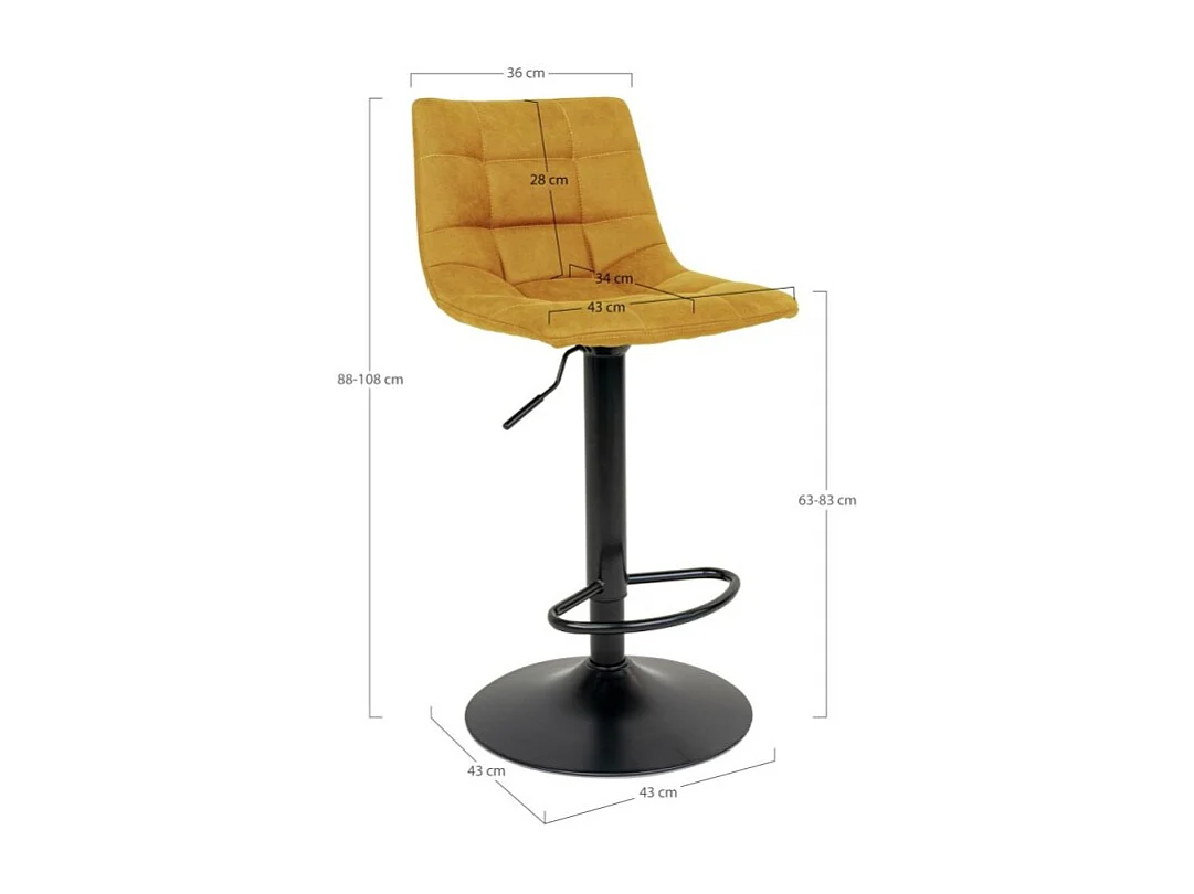 Middelfart Tabouret de bar, jaune moutarde.