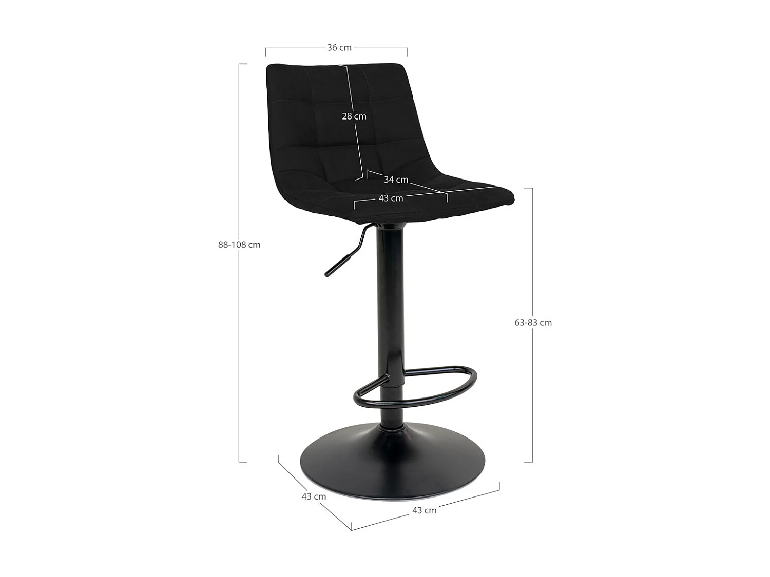 Middelfart Barhocker Velour schwarz, schwarz.