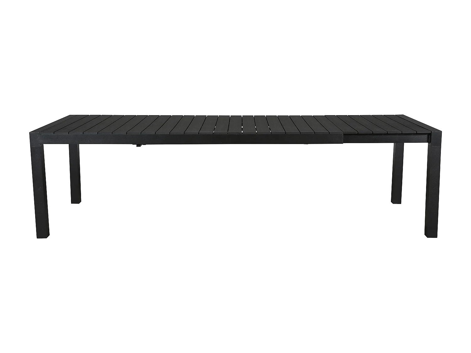 Efour Table de jardin L 205/275 cm, avec 1 plateau supplémentaire, noir/noir.