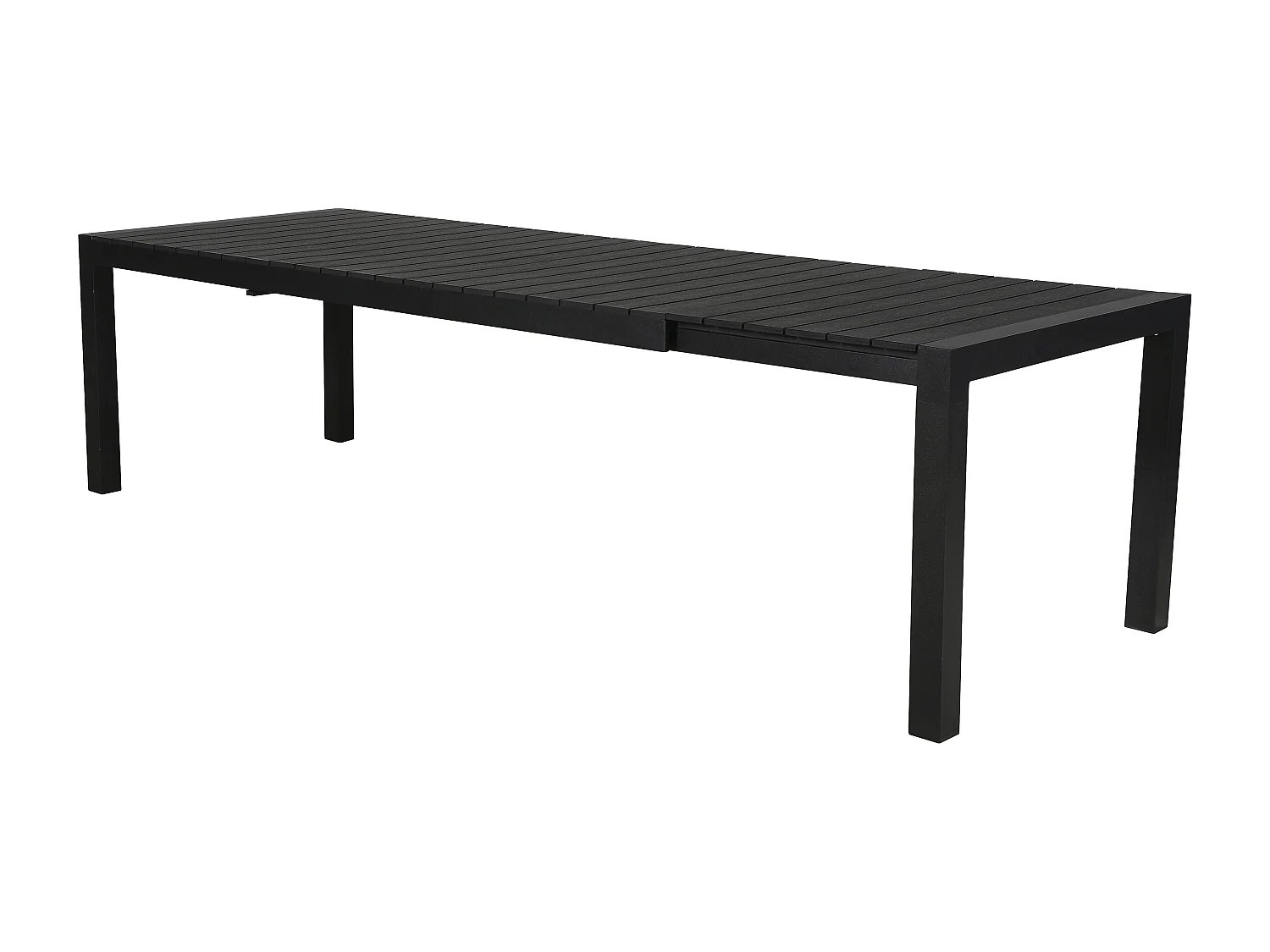 Efour Table de jardin L 205/275 cm, avec 1 plateau supplémentaire, noir/noir.
