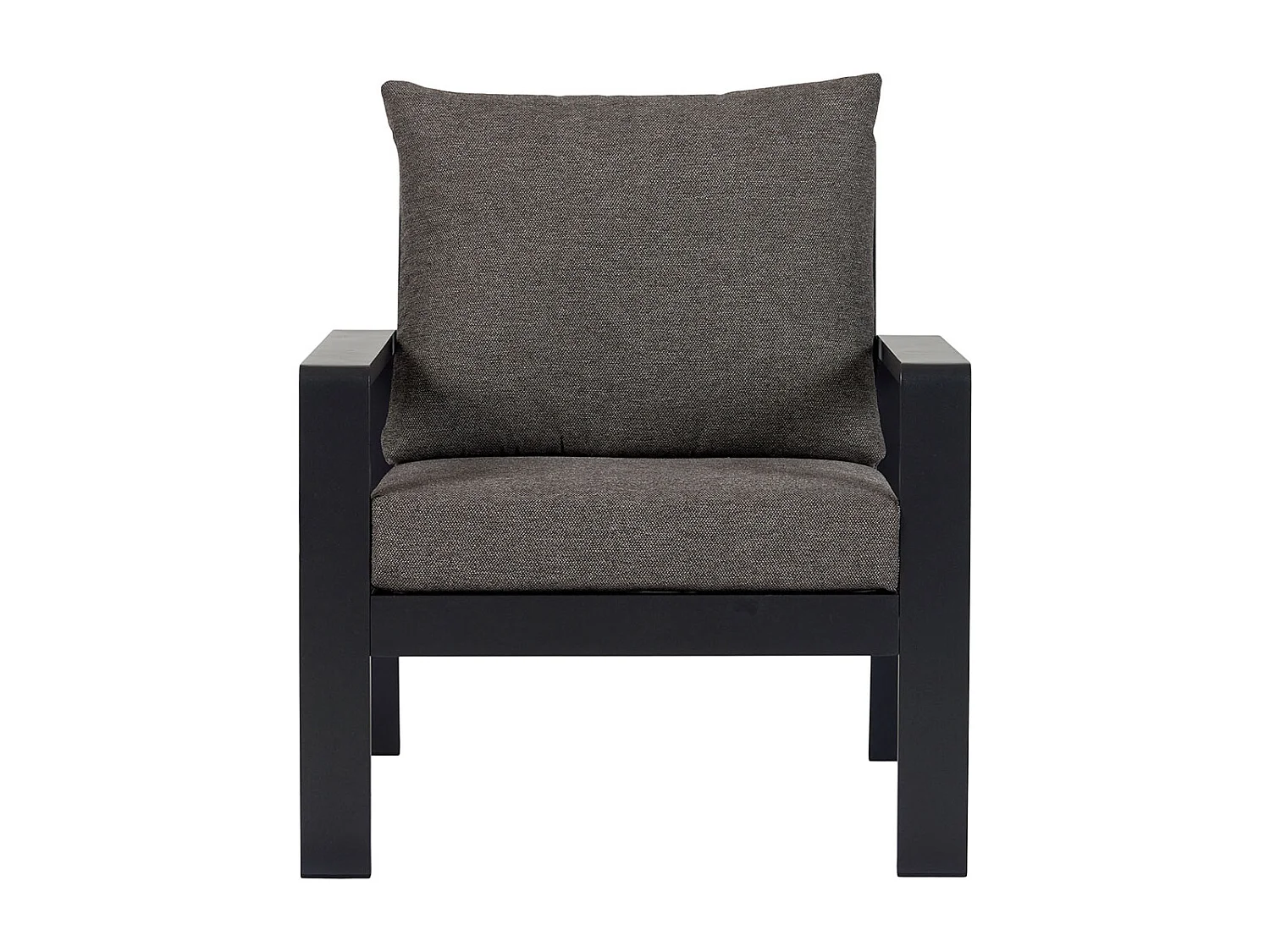 Lis Loungesessel mit Kissen schwarz, grau.
