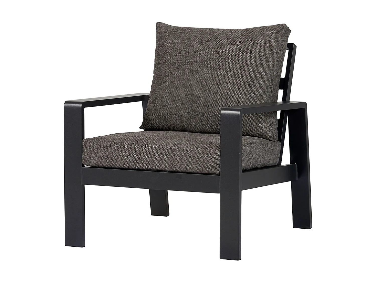 Lis Loungesessel mit Kissen schwarz, grau.