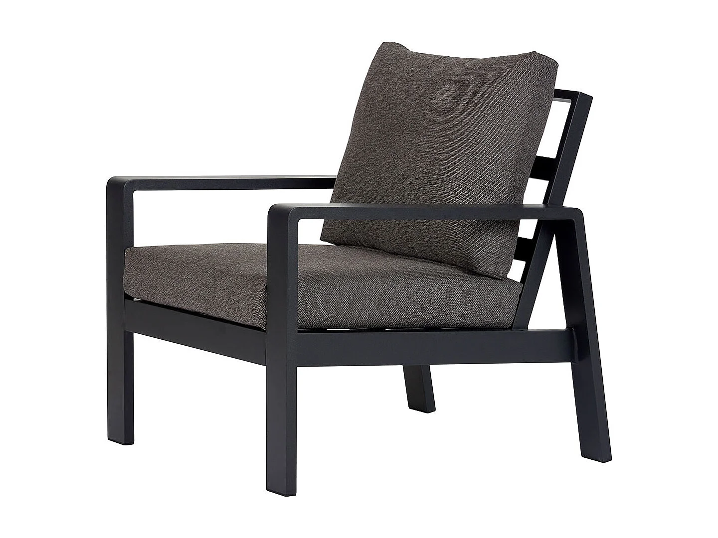 Lis Loungesessel mit Kissen schwarz, grau.