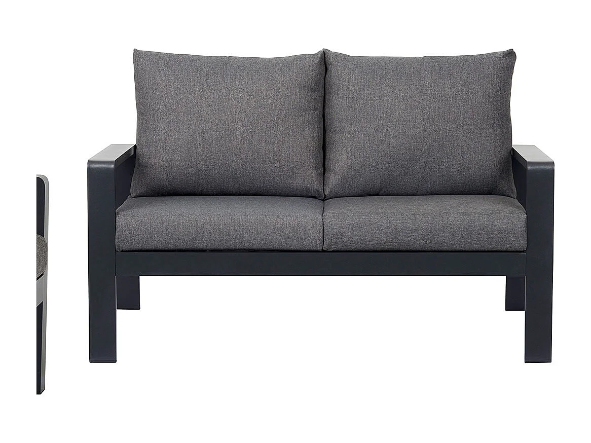 Lis Loungesessel mit Kissen schwarz, grau.