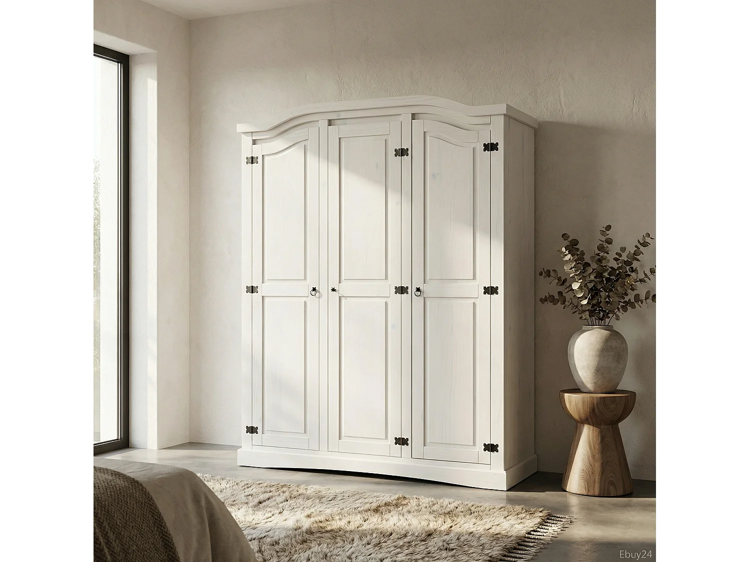 New Mexico Armoire 3 pièces, largeur 152 cm, hauteur 193 cm, blanc/cire.
