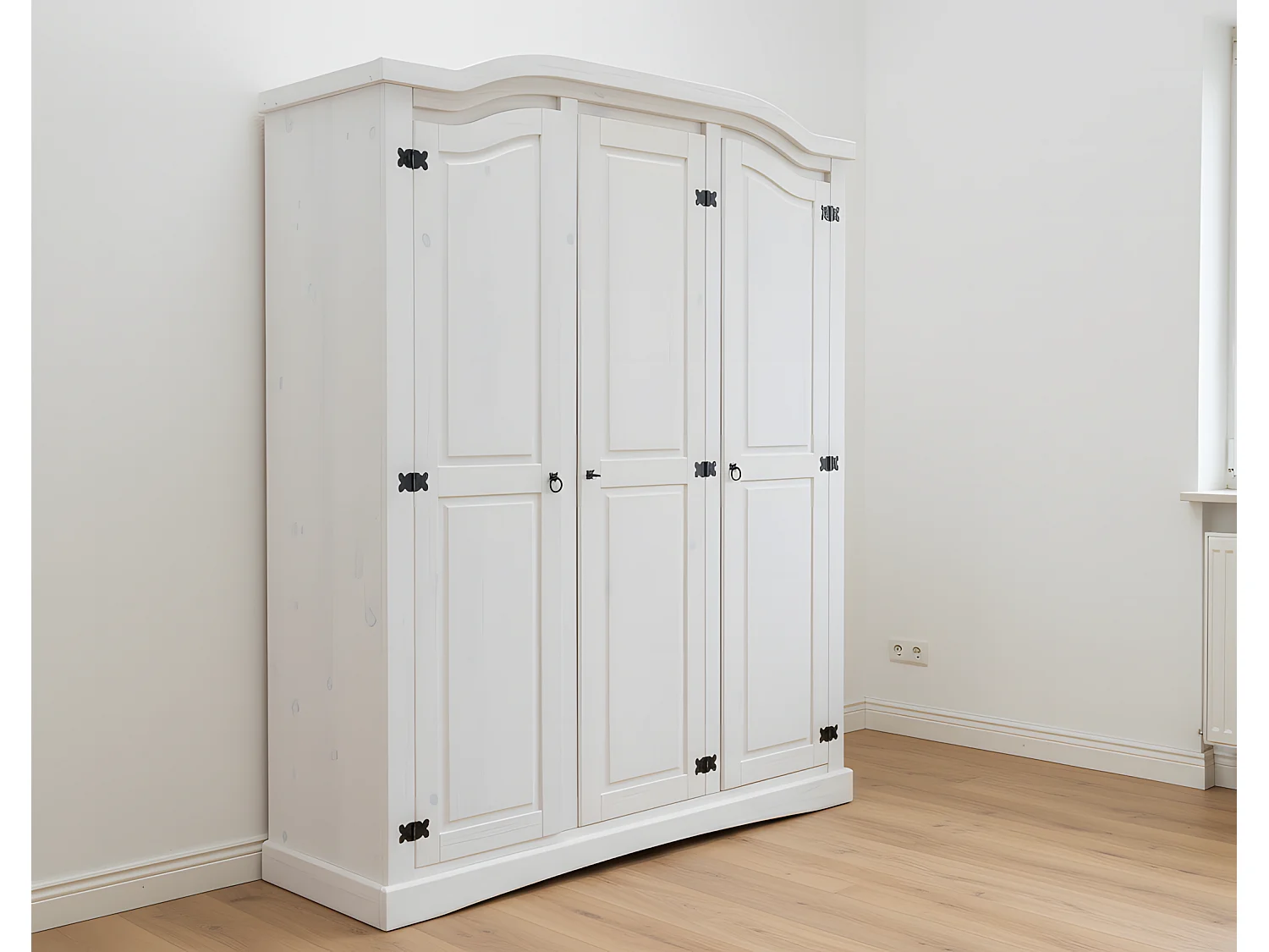 New Mexico Armoire 3 pièces, largeur 152 cm, hauteur 193 cm, blanc/cire.