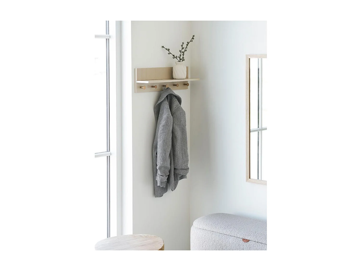 Nika Wandgarderobe 5 Haken beige.