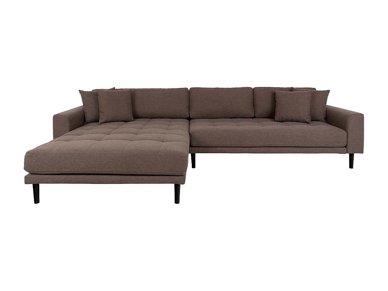 Lido Sofa , Loungesofa links gewendet mit 4 Kissen braun.