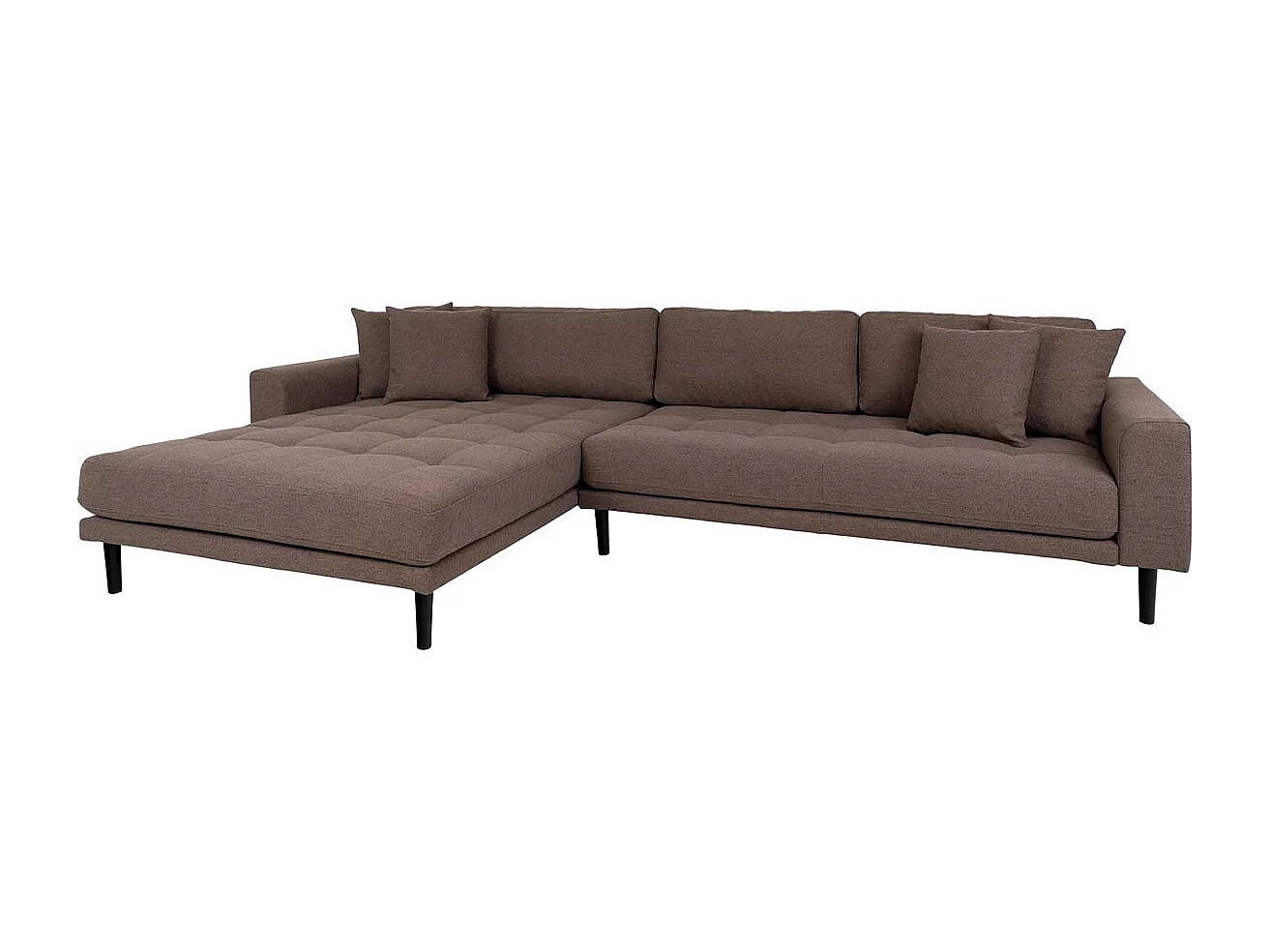 Lido Sofa , Loungesofa links gewendet mit 4 Kissen braun.