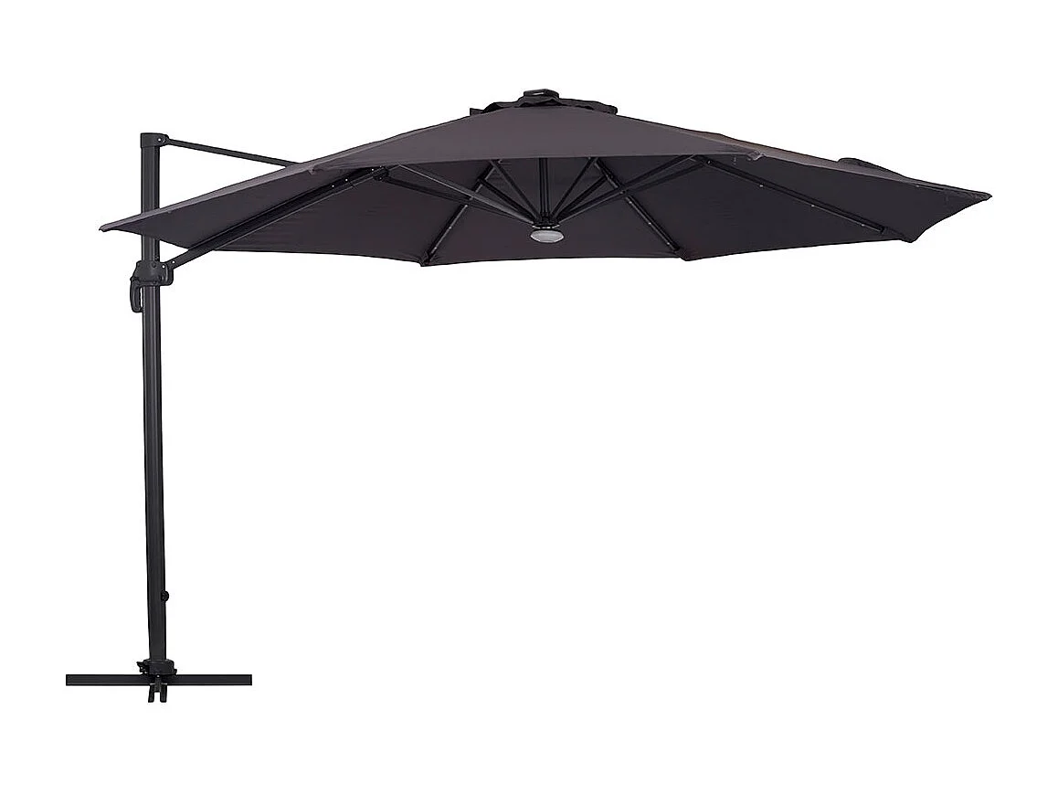 Torben hangparasol ø3,5m met zonnecel verlichting zwart, grijs.