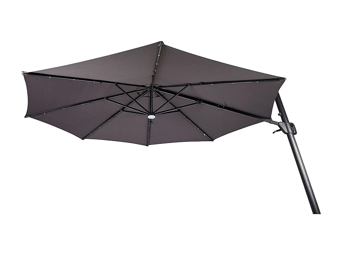 Torben hangparasol ø3,5m met zonnecel verlichting zwart, grijs.