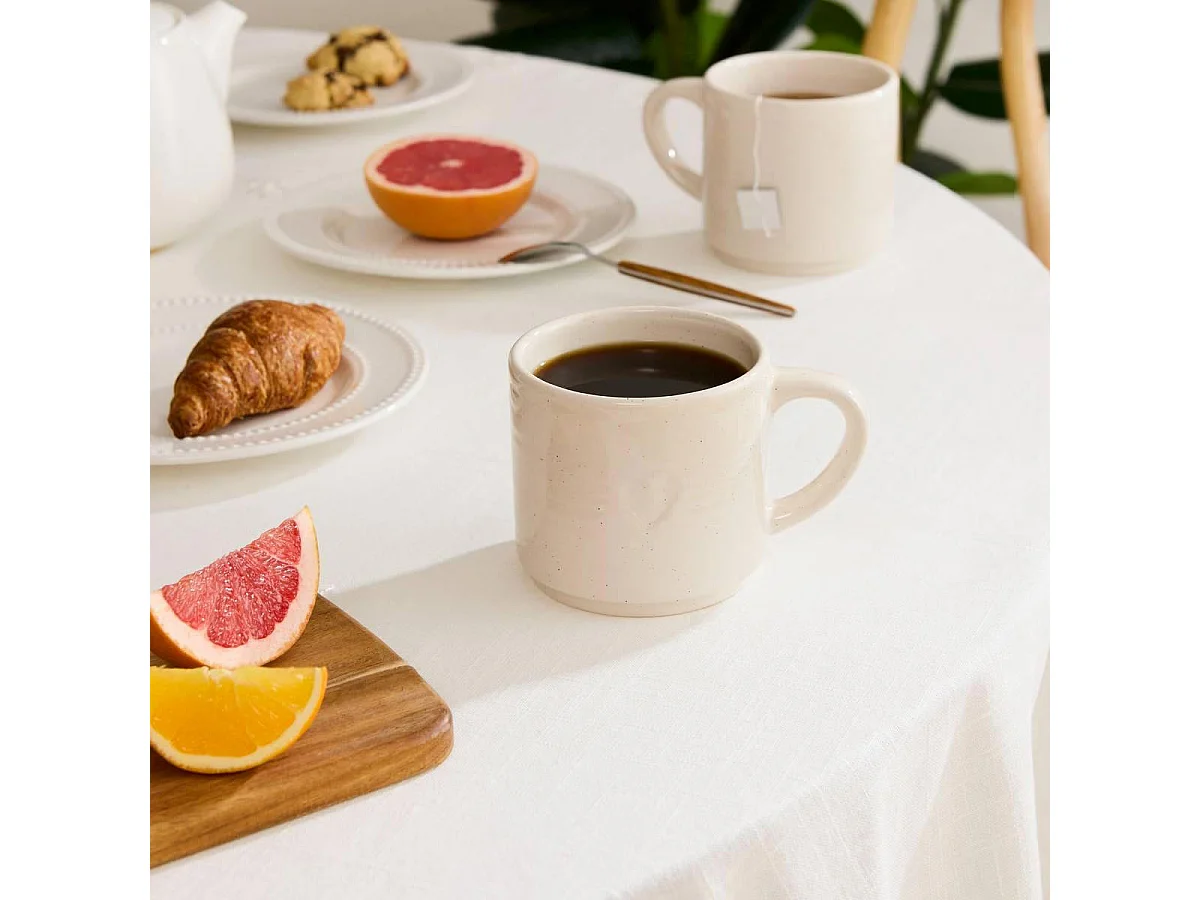 Lot de 2 Mugs en Céramique "Adèle" 42cl Blanc