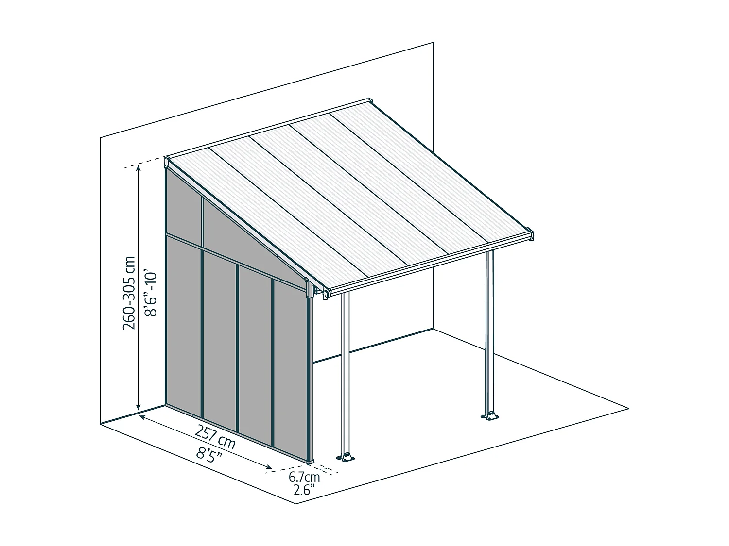 Canopia Paroi latérale pour pergola 3 m Grise