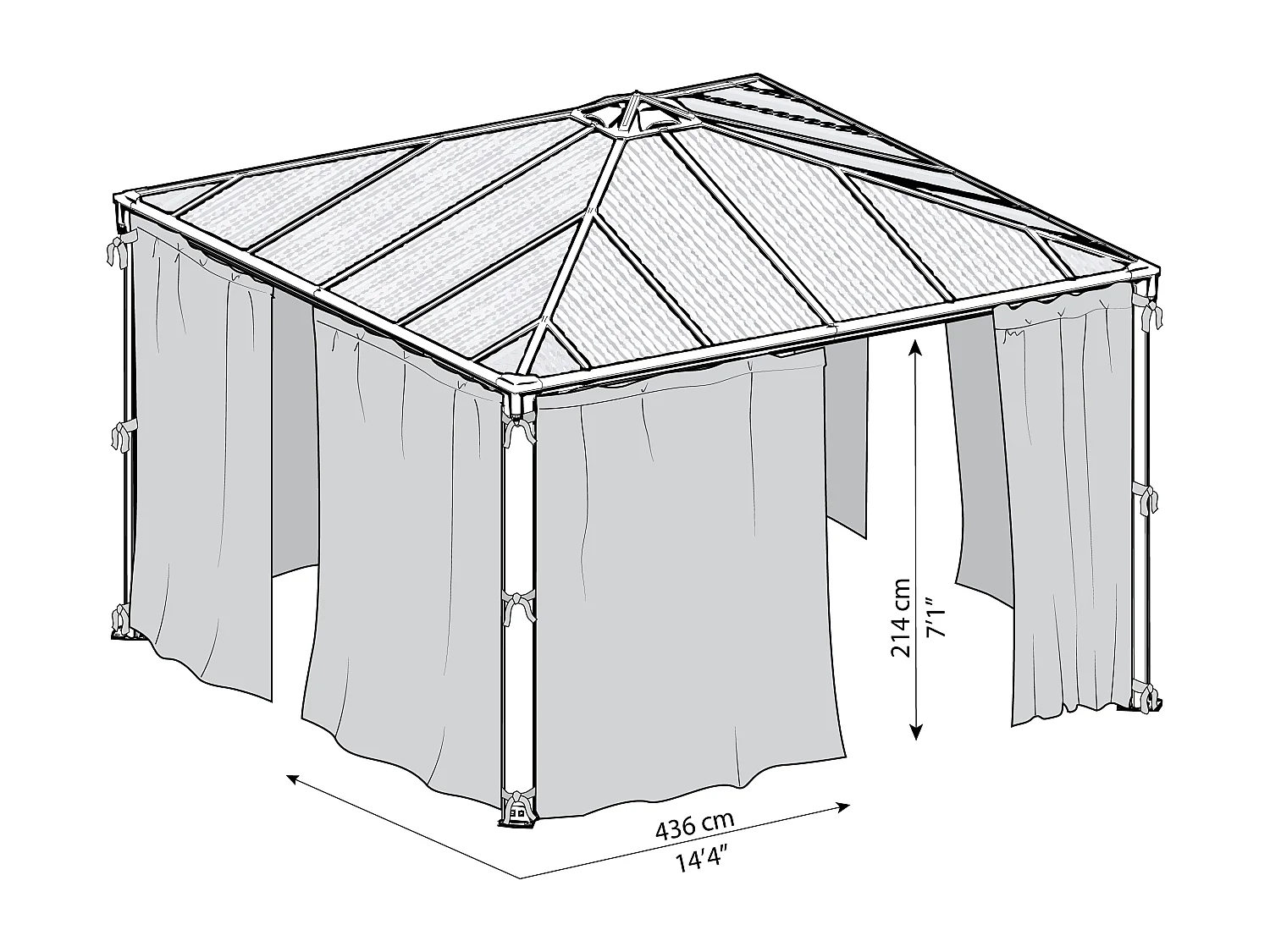 Canopia Rideaux pour tonnelles de jardin hexagonales