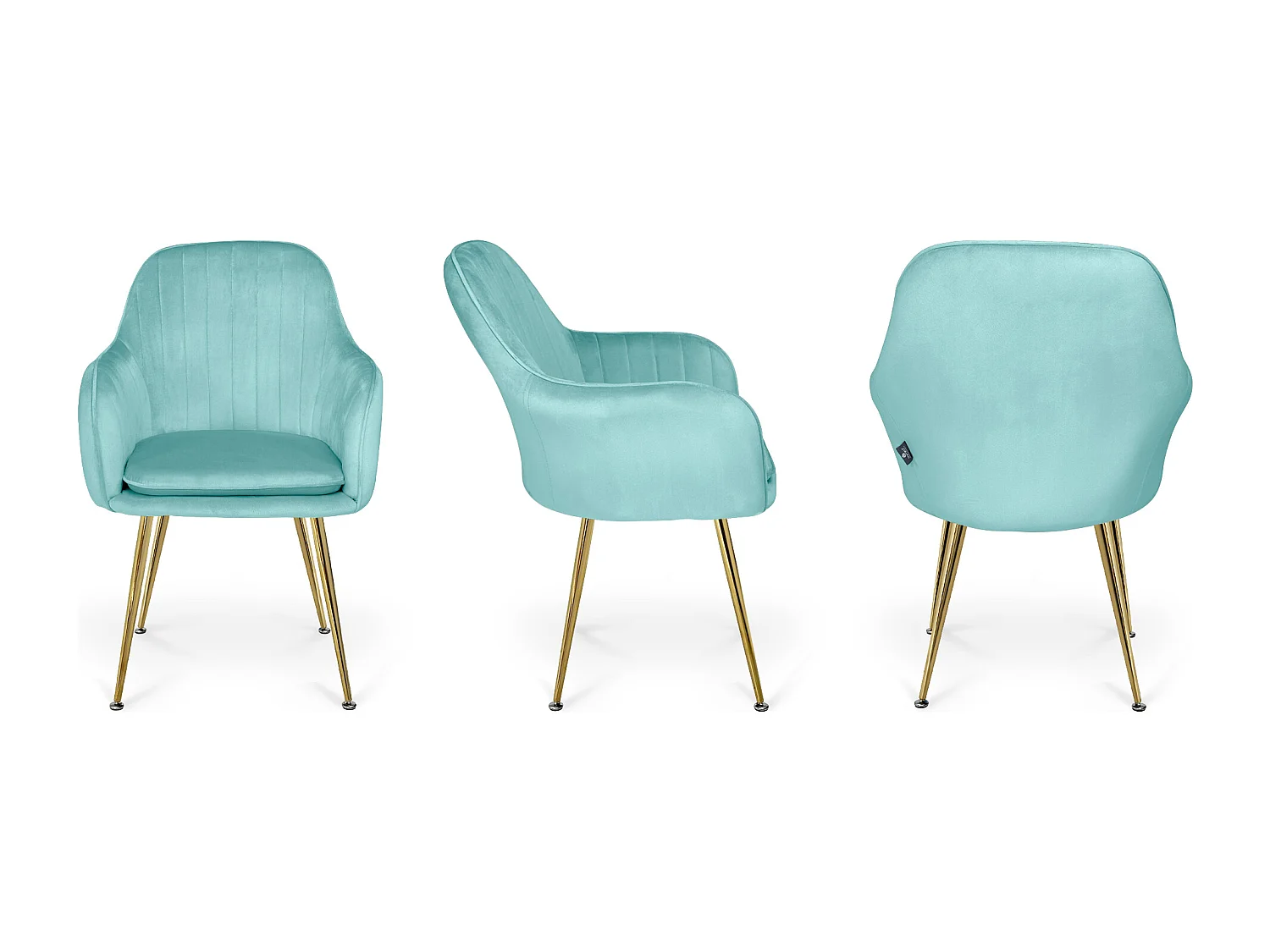 Sedia da pranzo in velluto verde tiffany poltroncina vintage mod. Celine