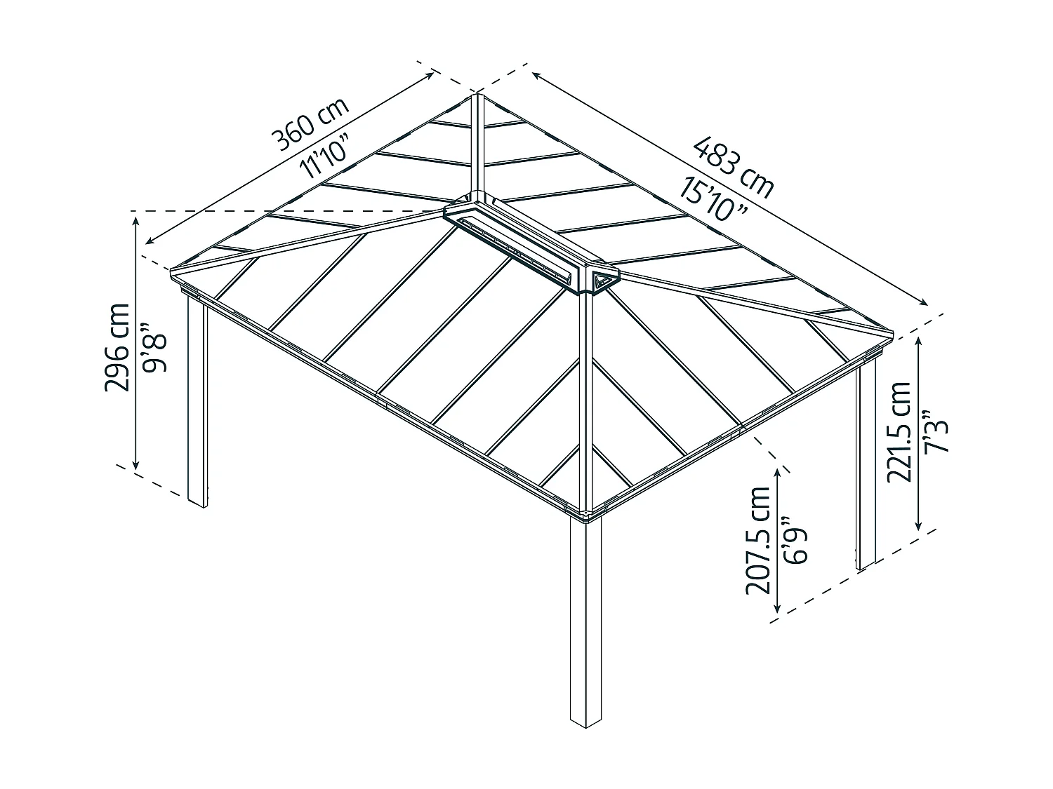 Canopia Dallas Aluminium Tuinpaviljoen 3.6X5 m