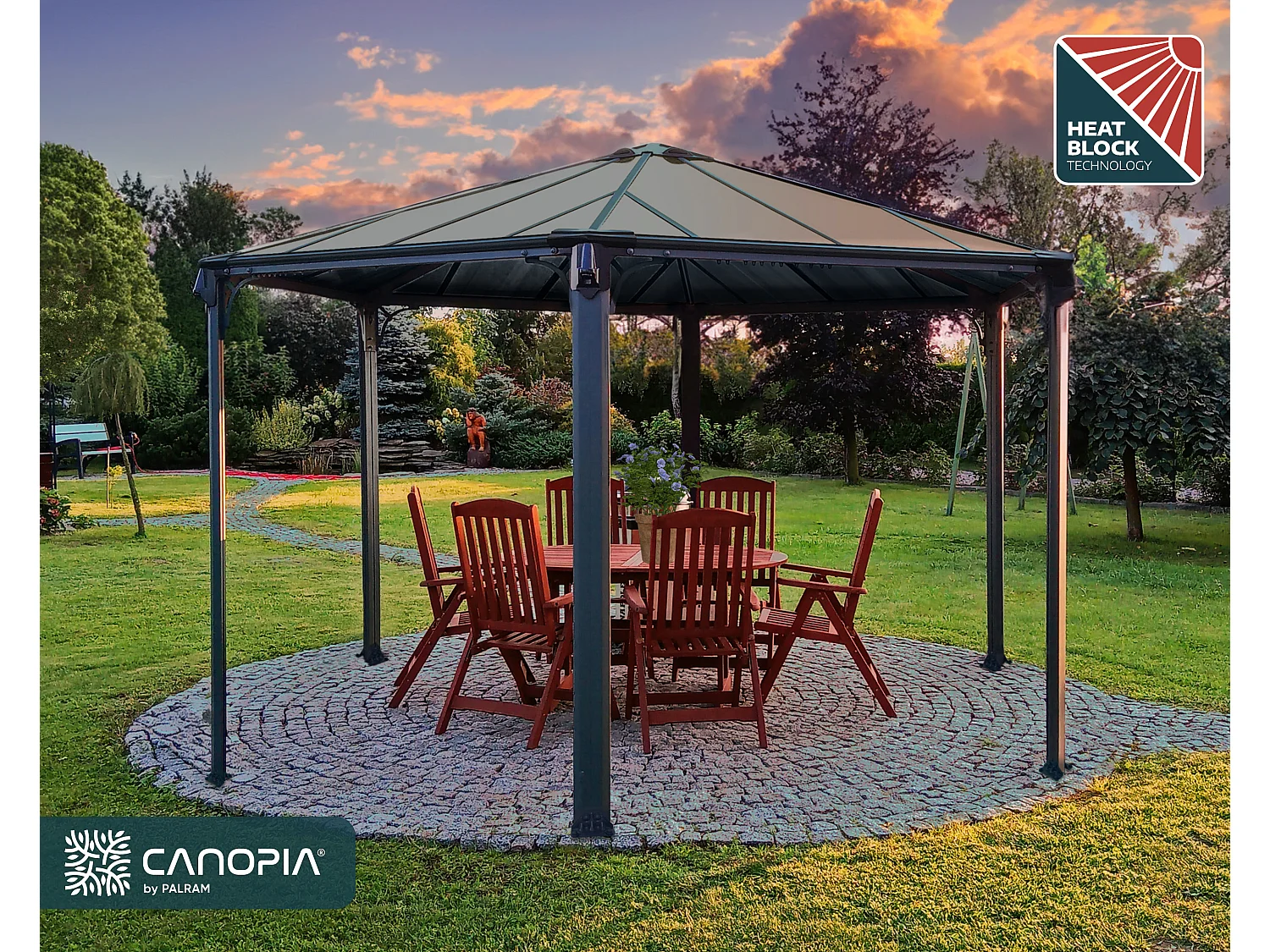 Canopia Tonnelle de jardin hexagonale Monacom² 3,6X4 Grise