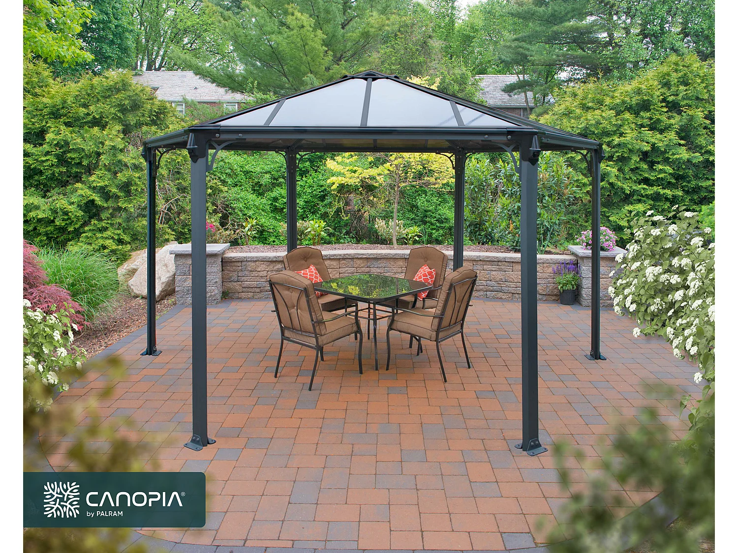 Canopia Tonnelle de jardin hexagonale Monacom² 3,6X4 Grise