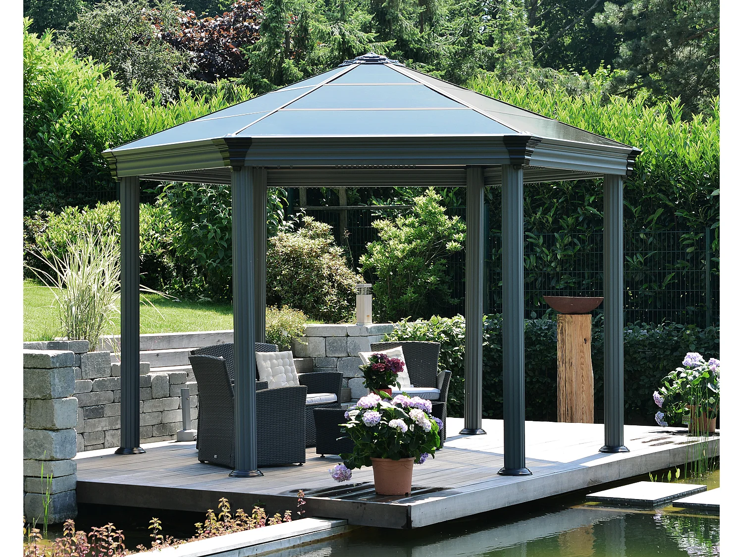 Canopia Tonnelle de jardin hexagonale Romam² 3,6X4 Grise