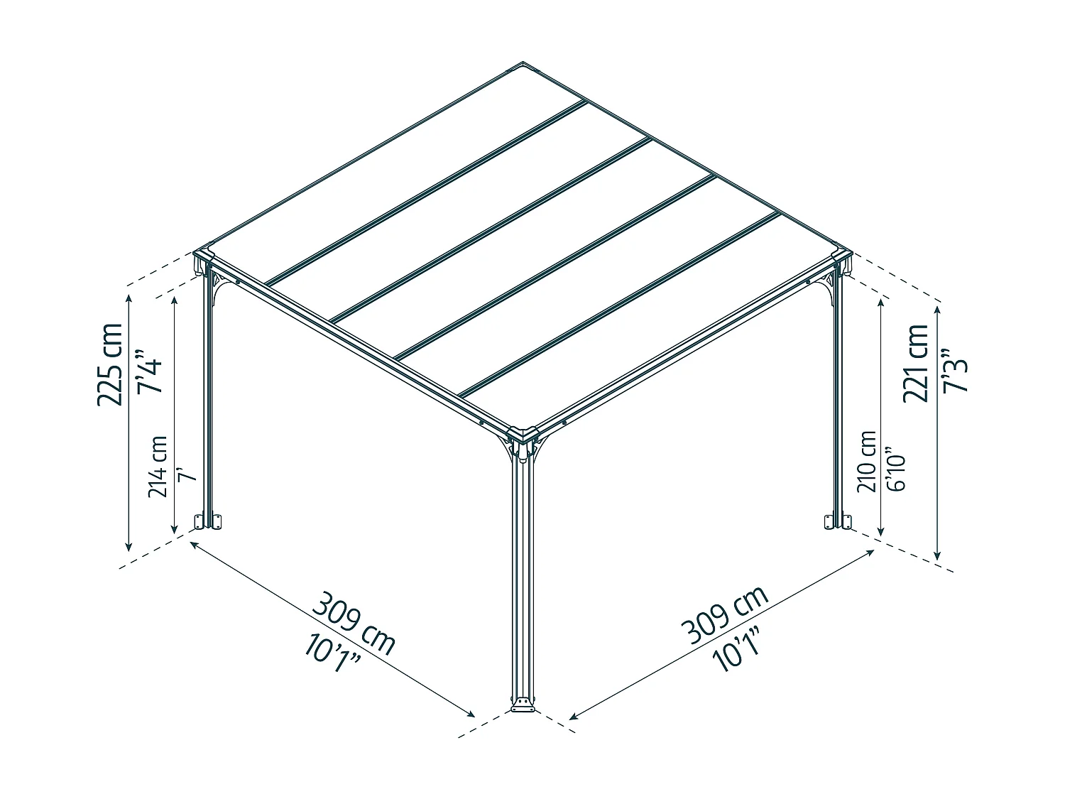 Canopia Milano Aluminium Tuinpaviljoen 3X3 m
