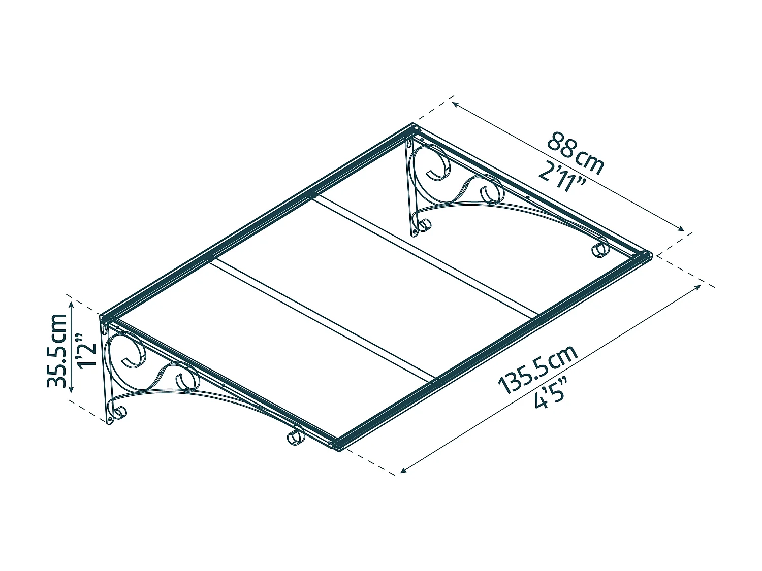 Canopia Marquise de porte Venus 135,5 x 88 cm Gris