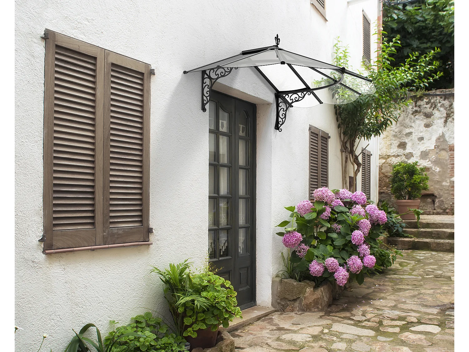Canopia Marquise de porte Iris 174,9 x 125 cm Noir