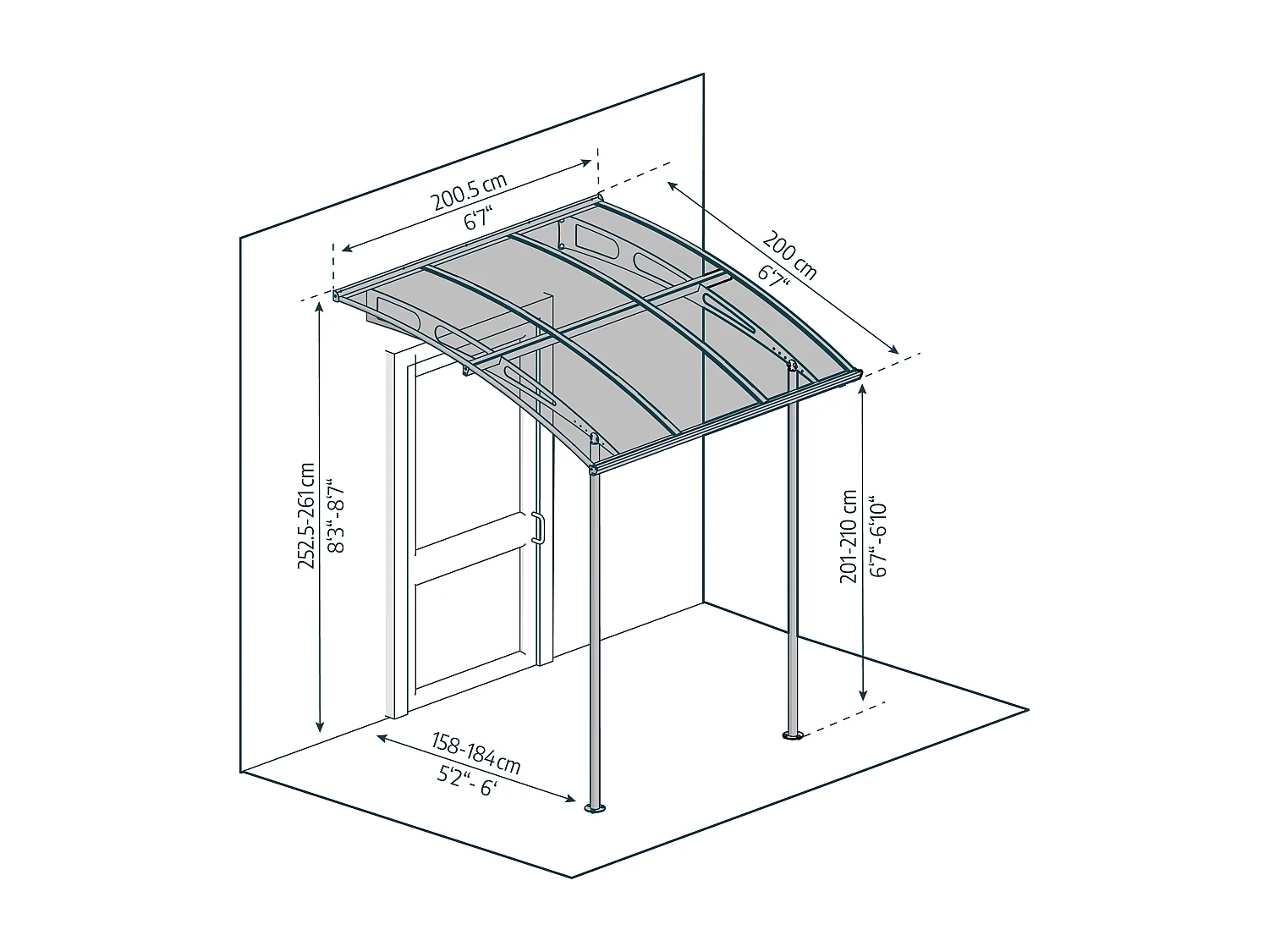 Canopia Vega Deur en Veranda Luifel 200X200X252 cm  Helder