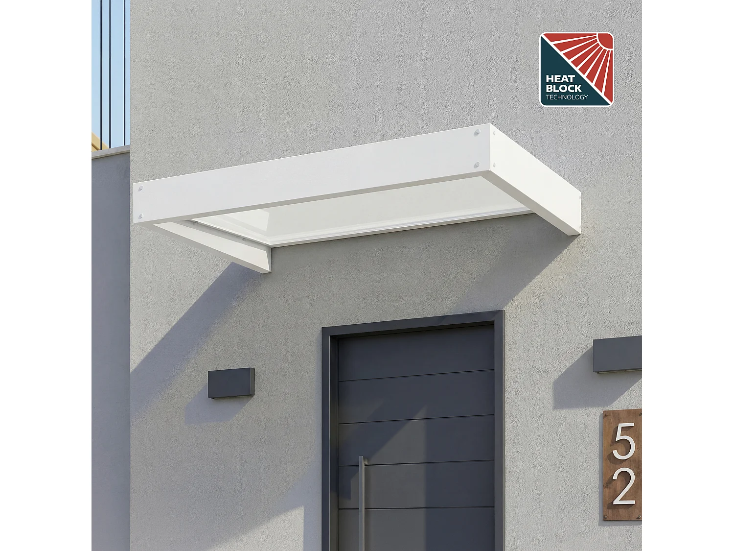 Canopia Marquise de porte Sophia 160 x 95 cm Blanc / Blanc Opale