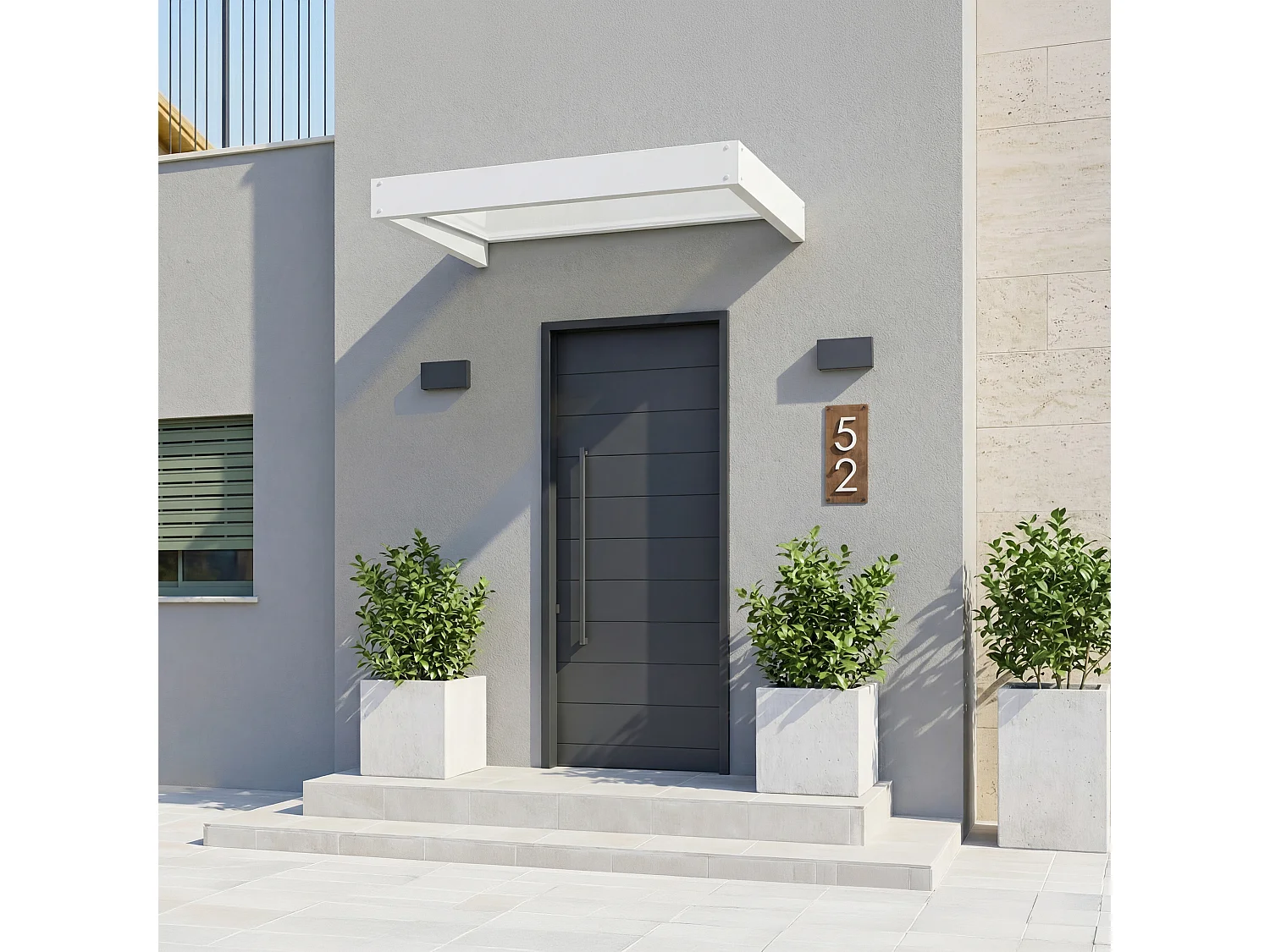Canopia Marquise de porte Sophia 160 x 95 cm Blanc / Blanc Opale
