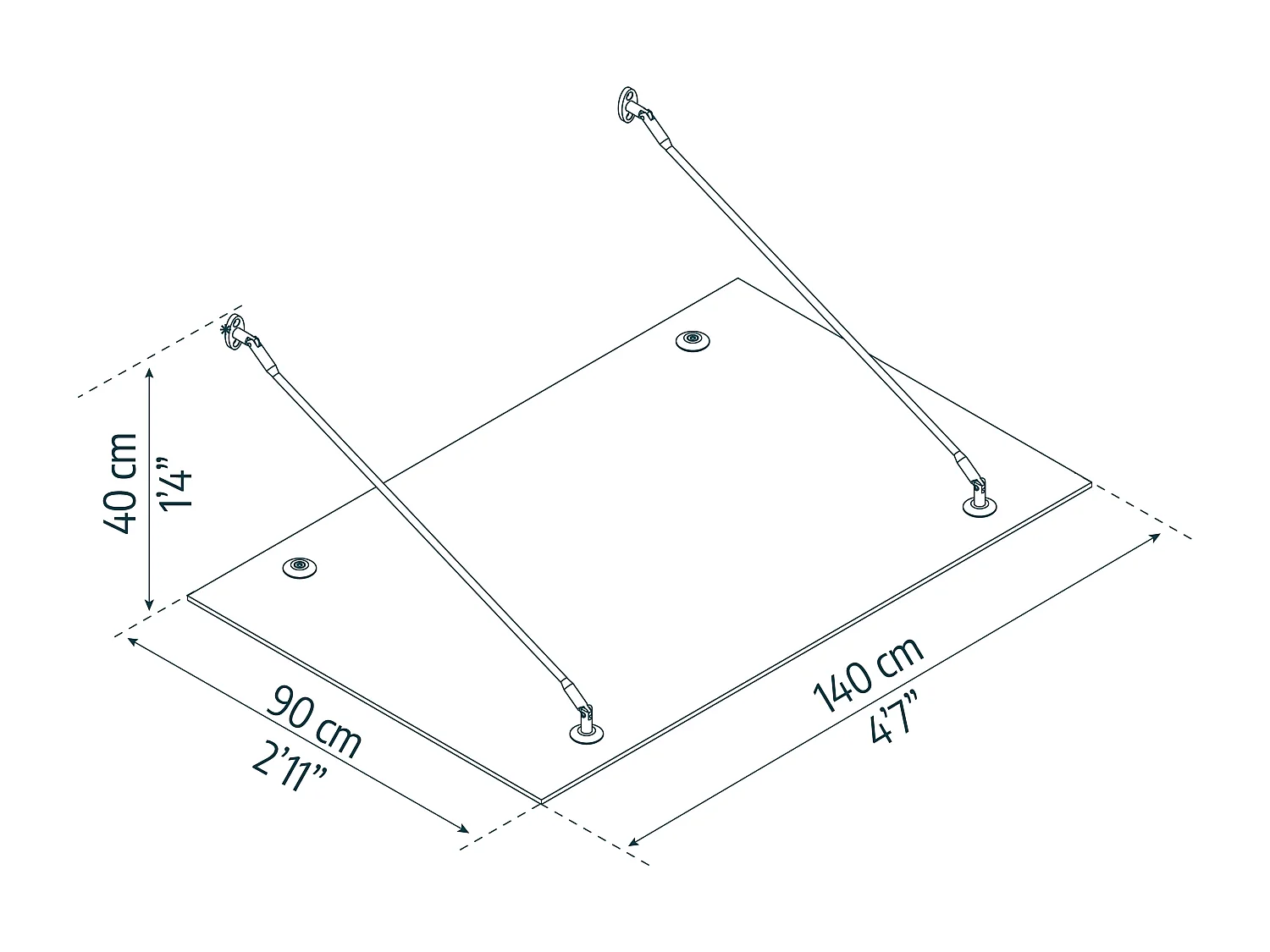Canopia Marquise de porte Taurus 140 x 90 cm Argent