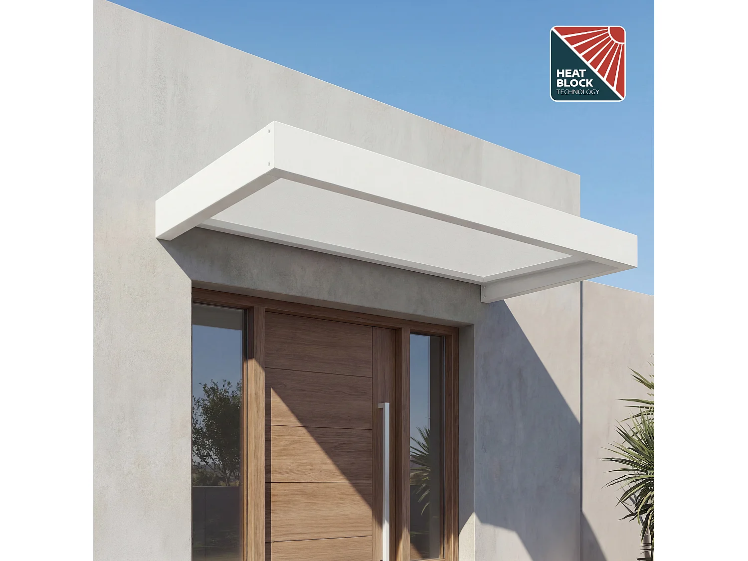 Canopia Marquise de porte Sophia 215 x 95 cm Blanc / Blanc Opale