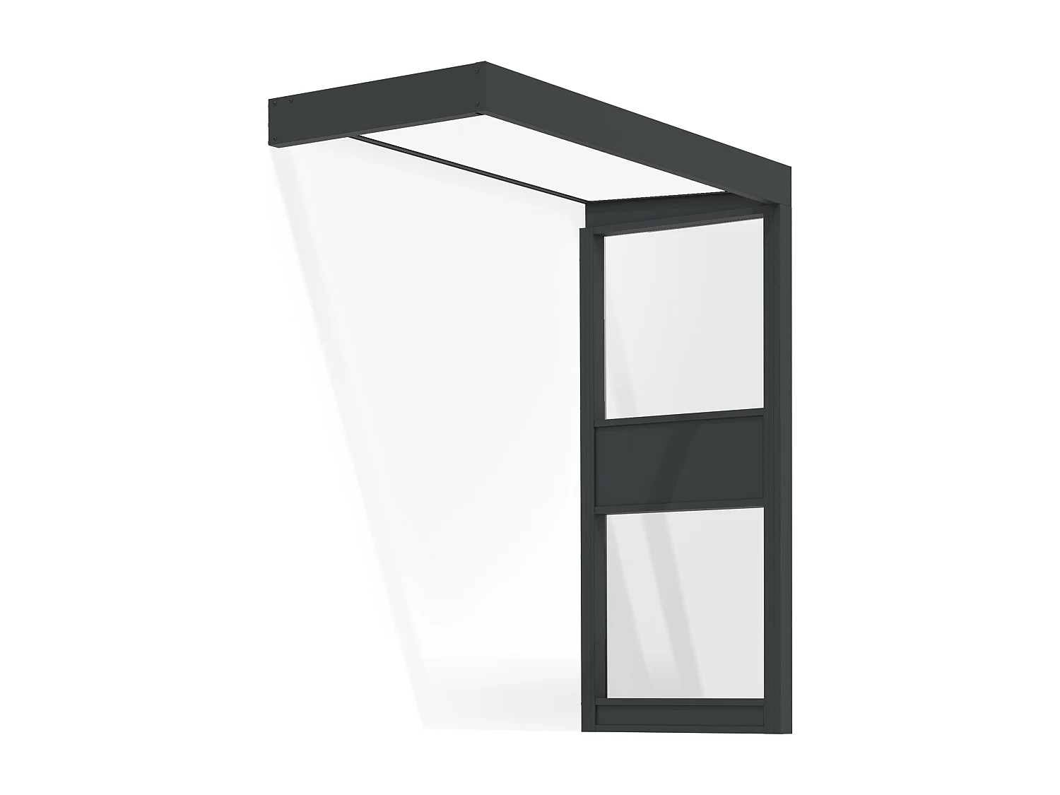 Canopia Marquise de porte Sophia 215 x 95 cm + paroi latérale \n  Gris Foncé -  Opale Blanc