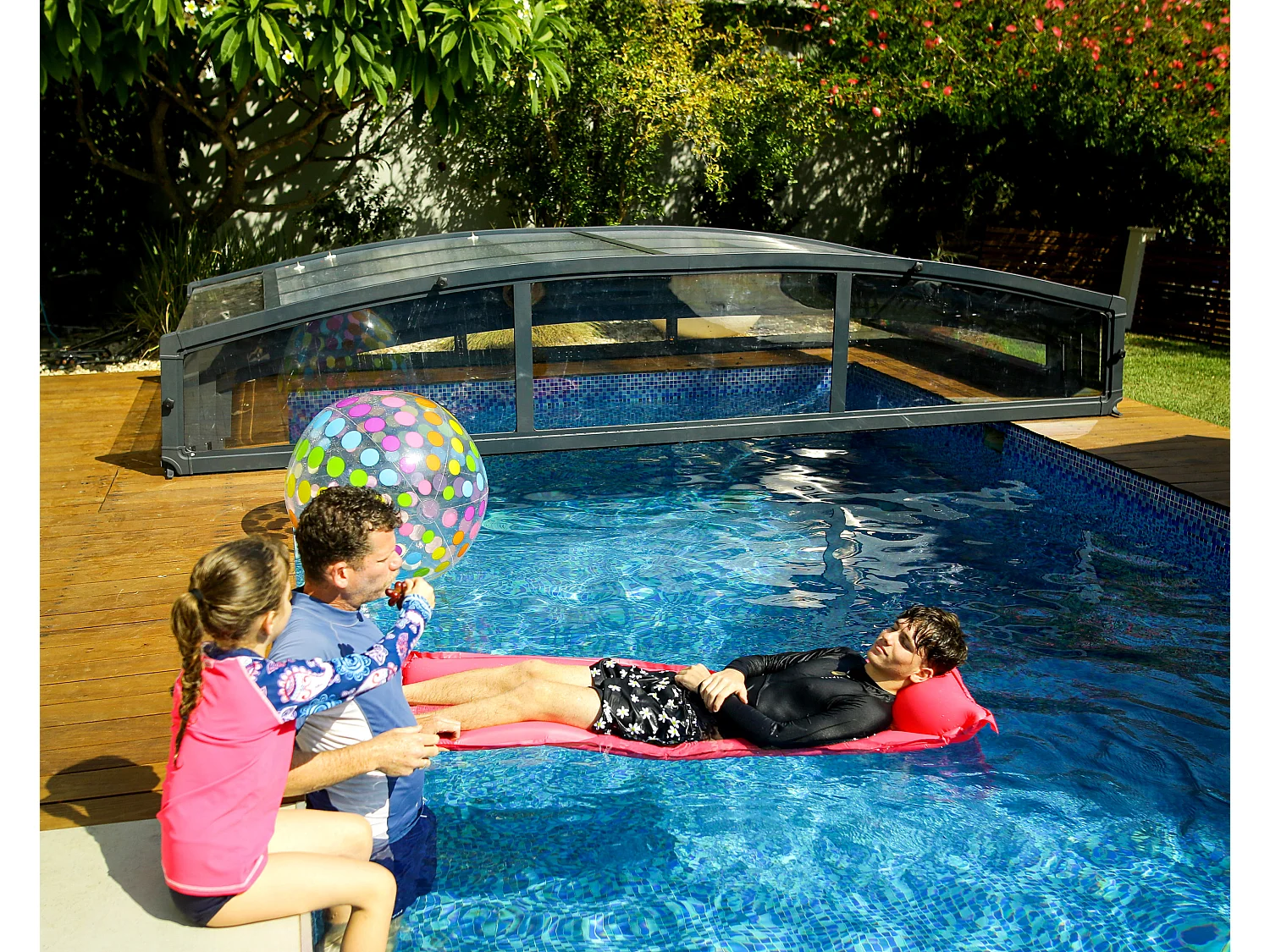 Canopia Abri piscine téléscopique Majorca 8,7 x 4,7 m Gris