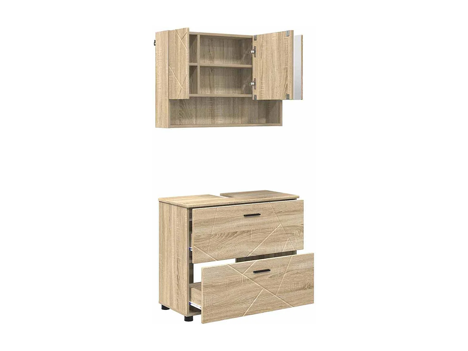 Conjunto de muebles de baño de 2 piezas roble, 76,5 × 35 × 64 cm