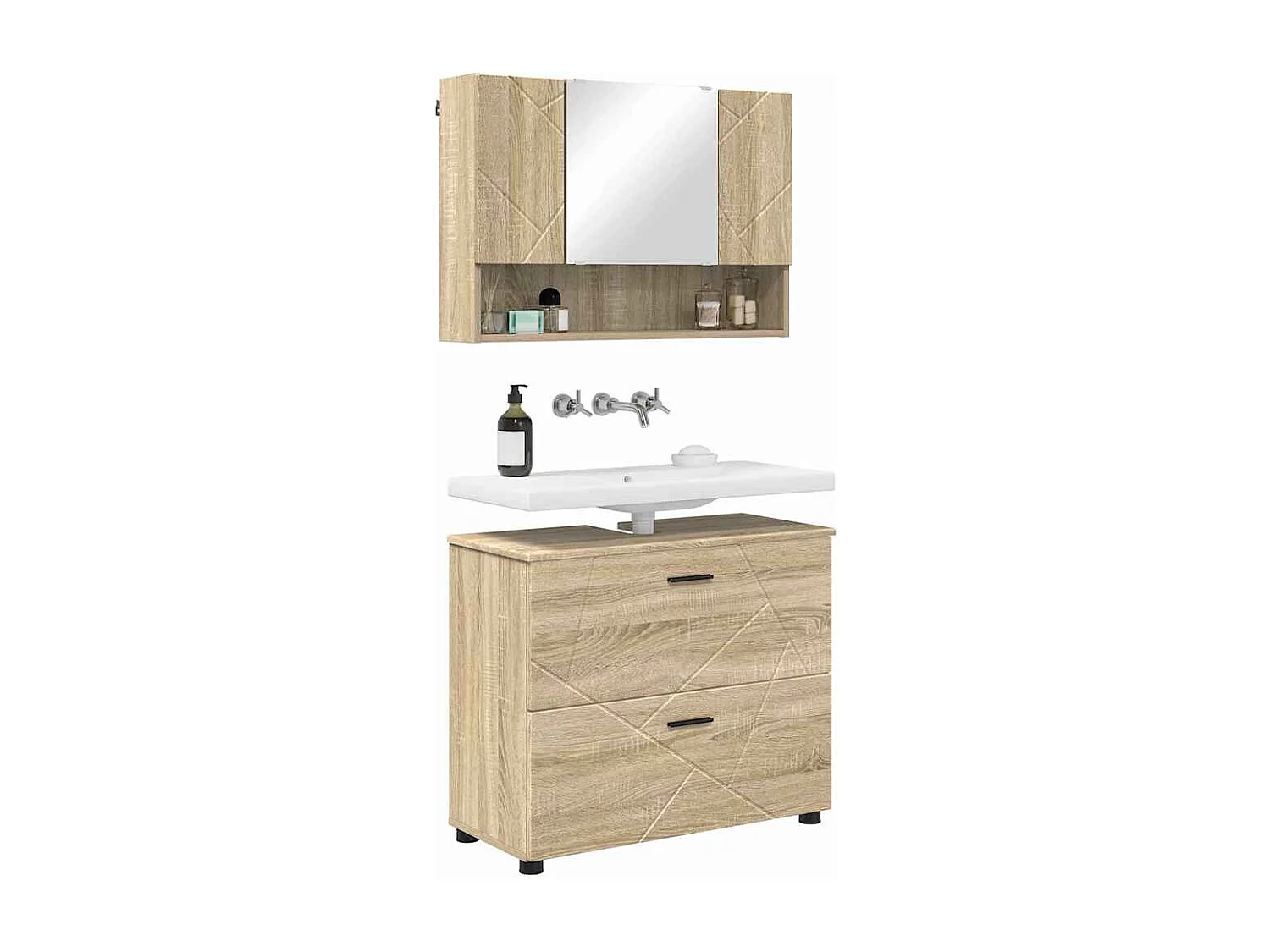 Conjunto de muebles de baño de 2 piezas roble, 76,5 × 35 × 64 cm