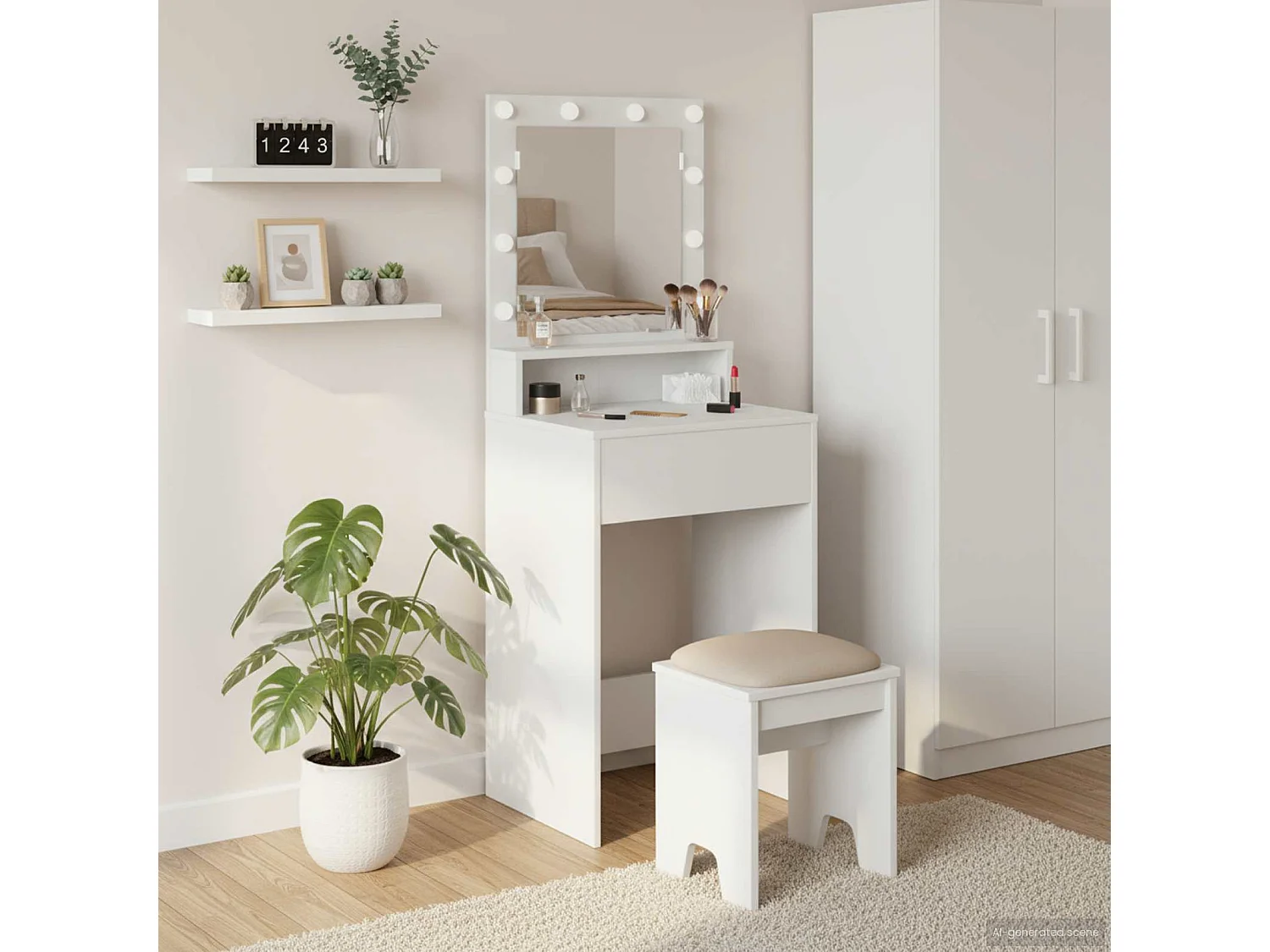 Coiffeuse Blanc 50 x 41 x 135 cm Bois d'ingénierie