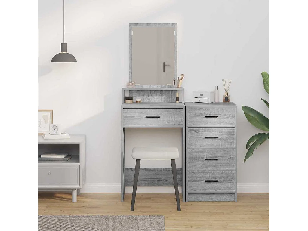Mesa tocador de tablero de madera gris 50 × 41 × 140 cm