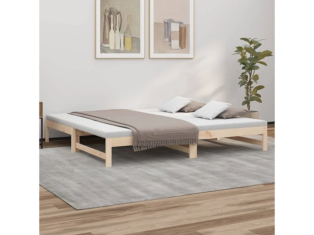 Sofá cama extraíble madera maciza de pino 2x(80x200) cm