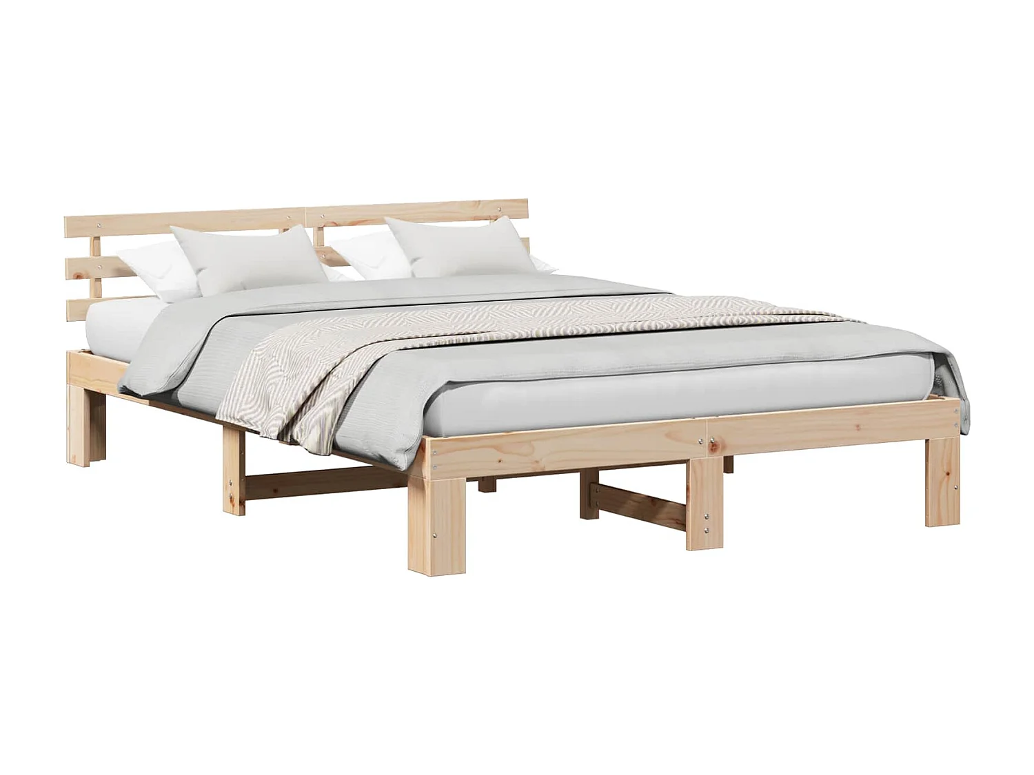 Cadre de lit avec tête de lit Naturel 140 x 200 cm Pin massif