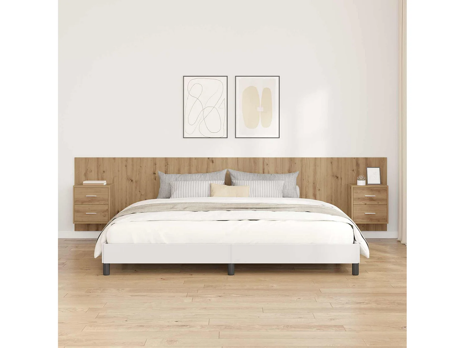 Tête de lit avec armoire avec tiroir 3 pcs Chêne artisanal